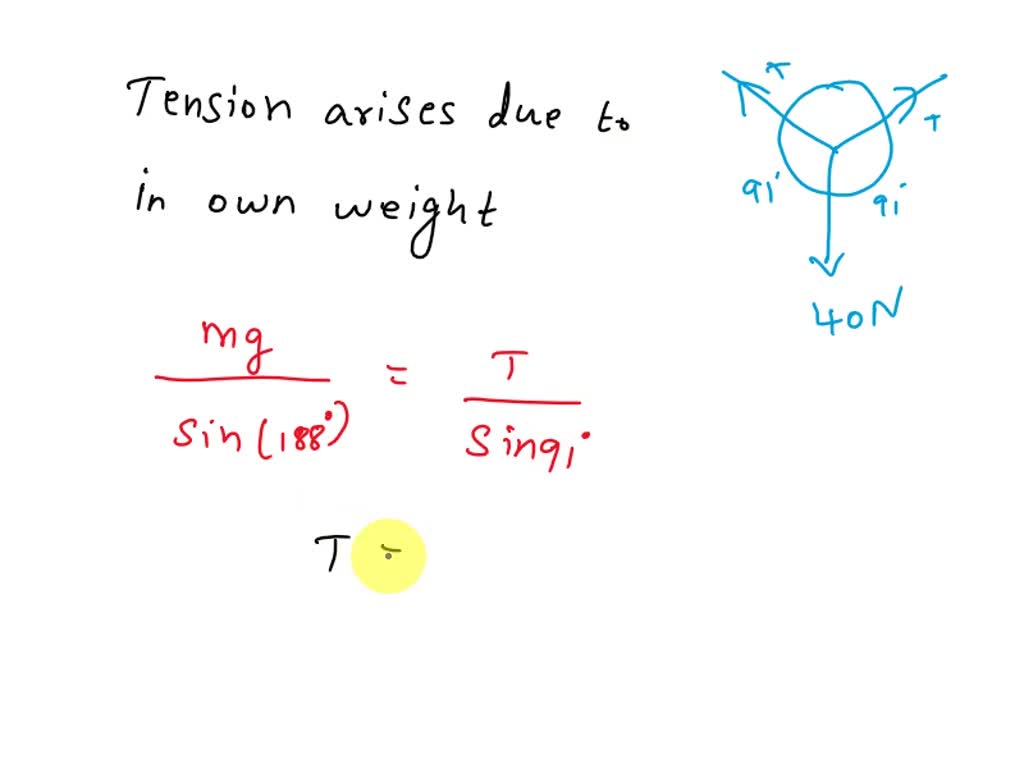 SOLVED: A rope tied between two poles and a weight of 40 N is suspended ...