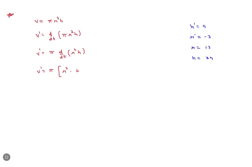 SOLVED: The height of a cylinder is increasing at a rate of inches per ...