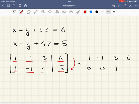 use-gauss-jordan-row-reduction-to-solve-the-given-system-of-equations-hint-see-examples-1-6-if-there-is-no-solution-enter-no-solution-if-the-system-is-dependent-express-your-answer-in-terms-66599