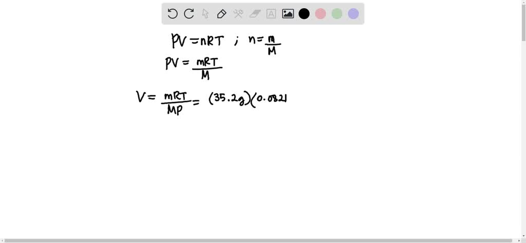 SOLVED: Calculate the volume occupied by 35.2 g of methane gas (CH4) at ...