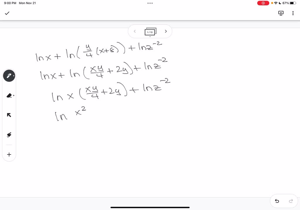 SOLVED: (1 point) Using laws of logarithms, write the expression below ...