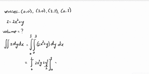 find-the-volume-beneath-z-fxy-and-above-the-region-described-by-the-rectangle-with-vertices-00-30-33-and-03-use-k2-fxykx2-y-hint-compute-the-double-integral-required-to-find-the-volume-under-69747