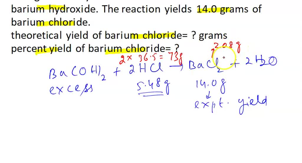 Solved For The Following Reaction 548 Grams Of Hydrochloric Acid Are Mixed With Excess Barium 1687