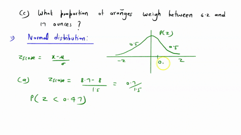 suppose-that-the-weight-of-navel-oranges-is-normally-distributed-with-mean-p-8-ounces-and-standard-deviation-15ounces_-record-your-answers-to-4-decimal-places-a-what-proportion-of-oranges-we-50197