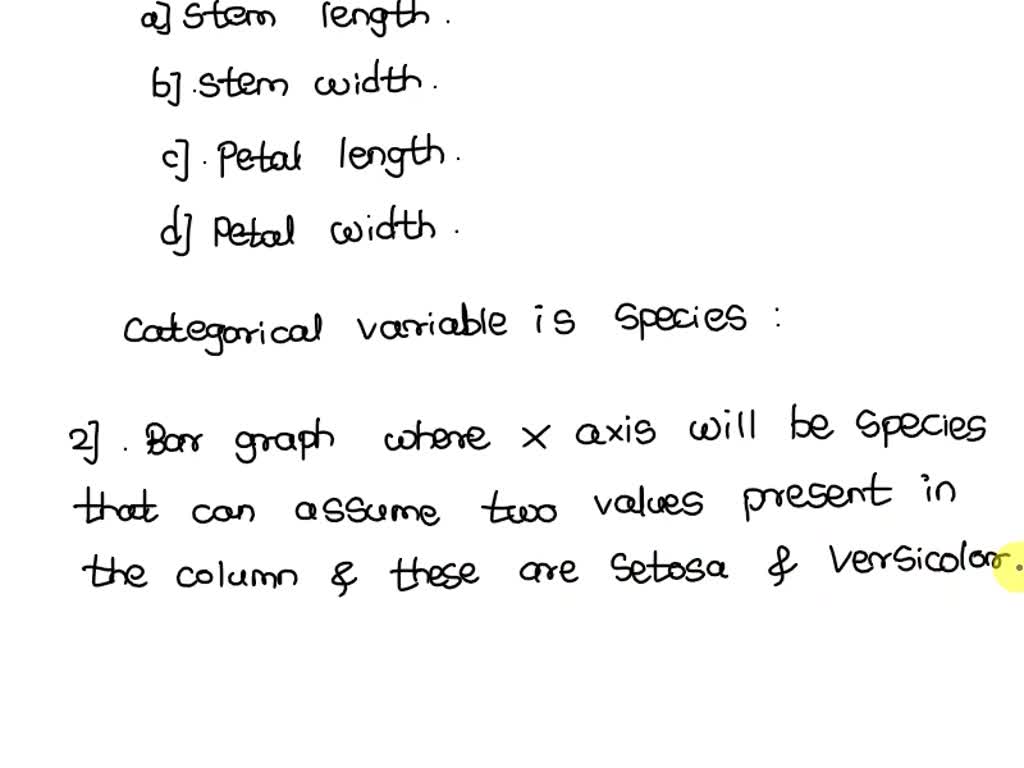 SOLVED Part 1 Flower Data Figure 1 Stem Length Stem Width Petal