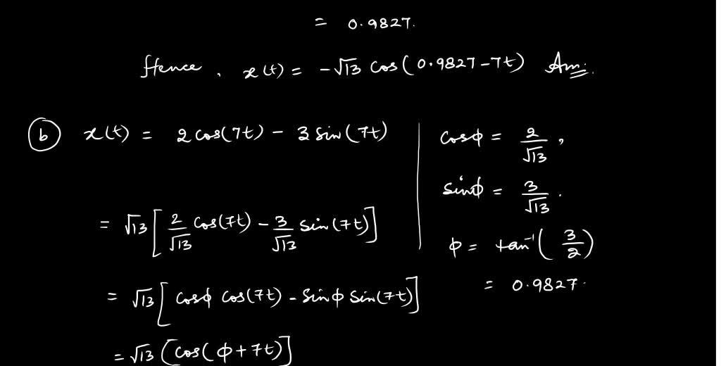 Solved Point A Using A Trig Identity Write X T Cos T Sin