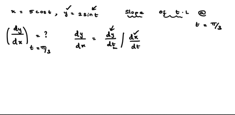 find-the-exact-slope-of-the-tangent-line-to-the-parametric-curve-x5cost-y2sint-at-the-point-where-t3-43989