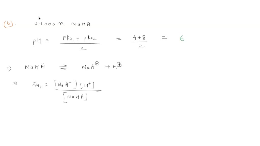 SOLVED: Consider the diprotic acid H2A with K1 = 1.00 X 10-4 and K2 = 1 ...