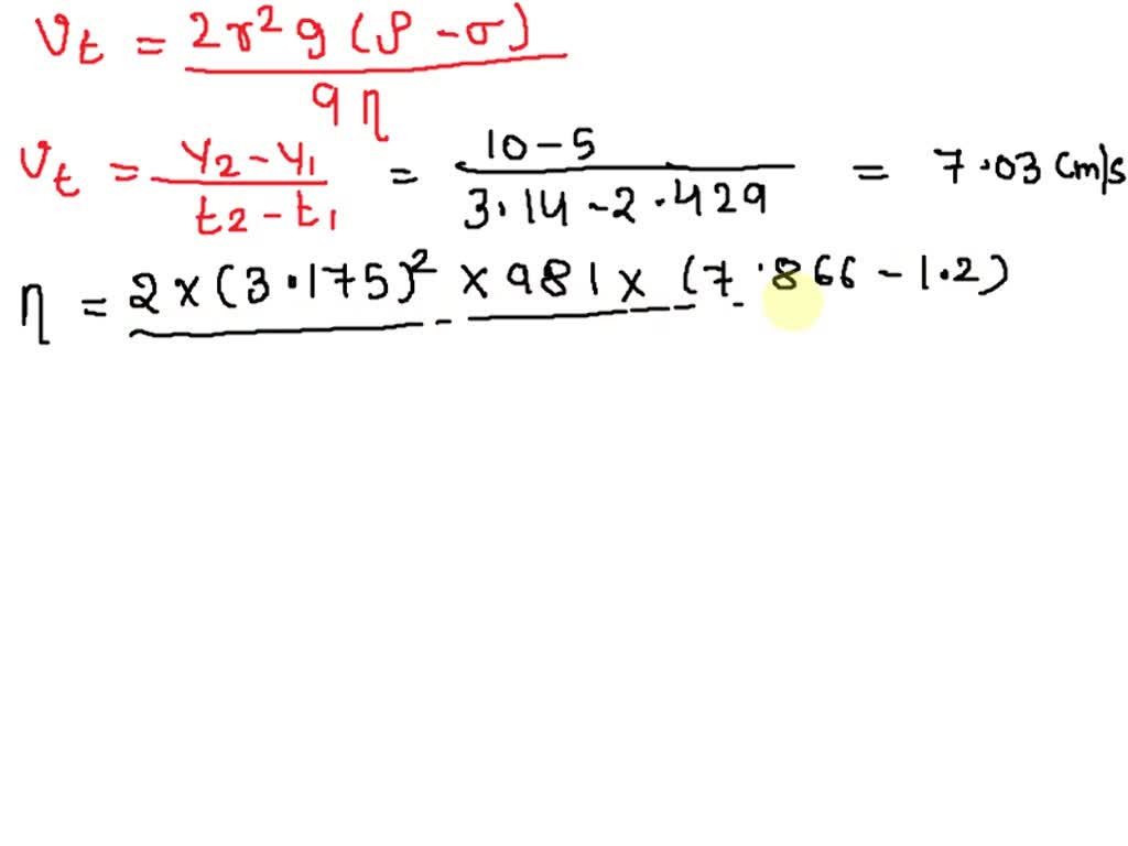 SOLVED: Calculate the Reynolds number for each of the steel balls ...