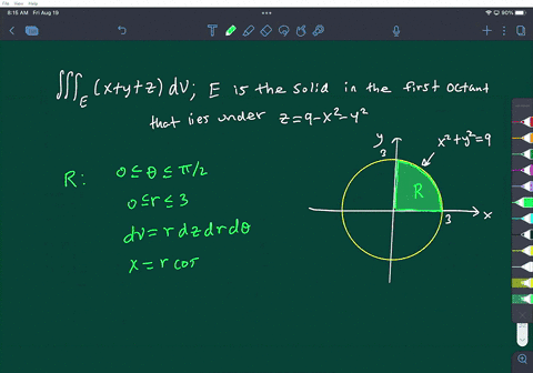 use-cylindrical-coordinates-evaluate-fs-xy-2-dv-where-e-is-the-solid-in-the-first-octant-that-lies-under-the-paraboloid-2-9-x2-_-y2-81-30474