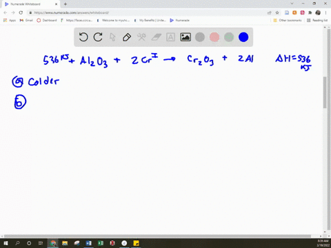 elemental-aluminum-al-is-produced-when-790-g-of-cr-molar-mass-5200-gmol-reacts-with-excess-al2o3-the-balanced-thermochemical-equation-for-the-reaction-is-al2o3-s-2-crl-a-cr2o3s-2-als-dh-536-67082