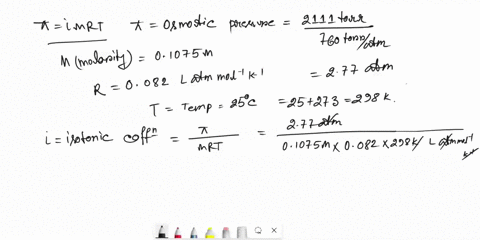 what-is-the-ka-of-a-monoprotic-acid-in-which-an-01075-m-solution-exerts-an-osmotic-pressure-of-2111-torr-at-250c-63834