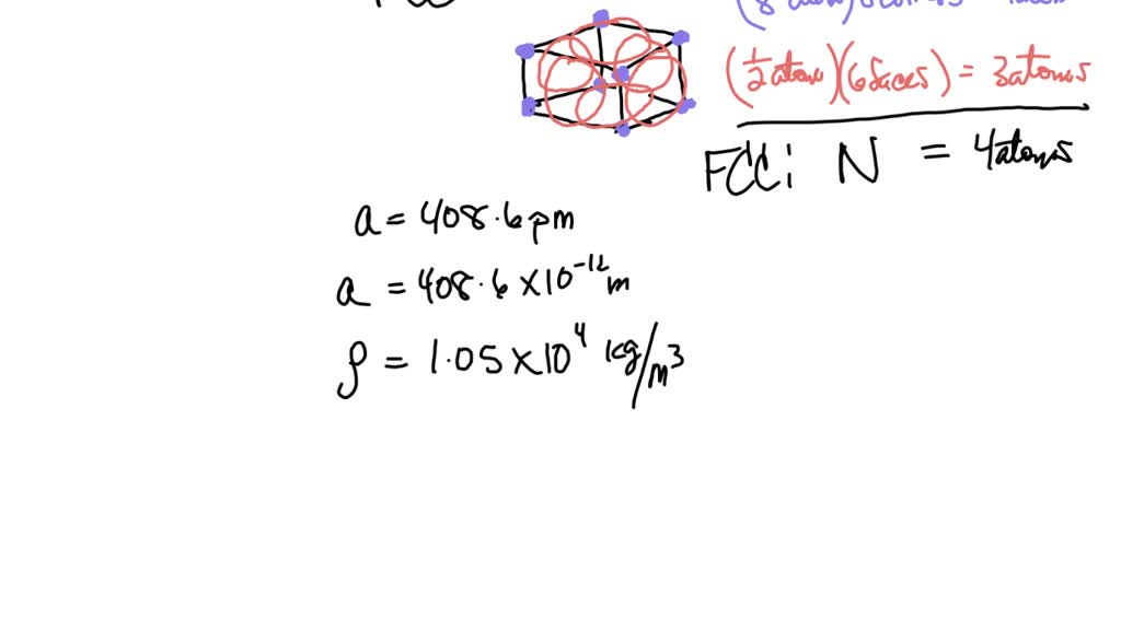 Solved A Metal Crystalizes Into Fcc Lattice Density Of Metal Is