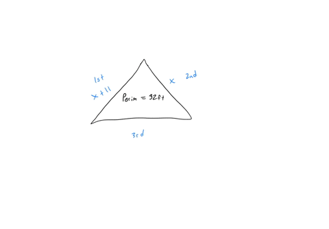the-perimeter-of-a-triangle-is-32-feet-one-side-of-the-triangle-is-11-feet-longer-than-the-second-side-the-third-side-is-9-feet-longer-than-the-second-side-find-the-length-of-each-side-25326