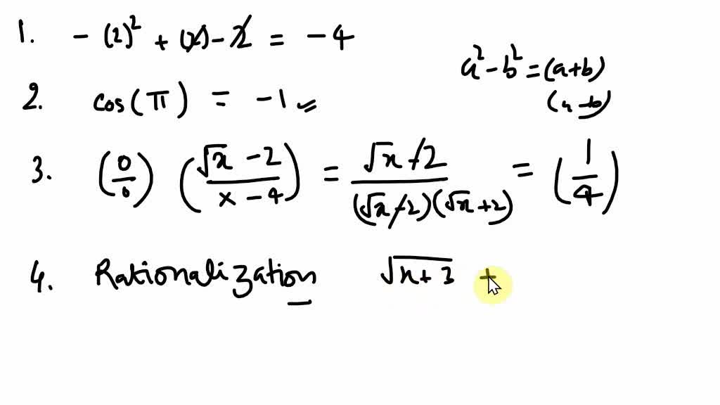 SOLVED: Unit I Worksheet 2 - Finding Limits Algebraically Find the ...