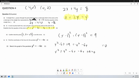 question-4-question-4-8-points-a-a-straight-line-l-passes-through-the-point-40-and-has-a-y-intercept-which-is-the-same-as-the-y-intercept-of-the-straight-line-represented-by-2-y-3-x-40-find-the-equati