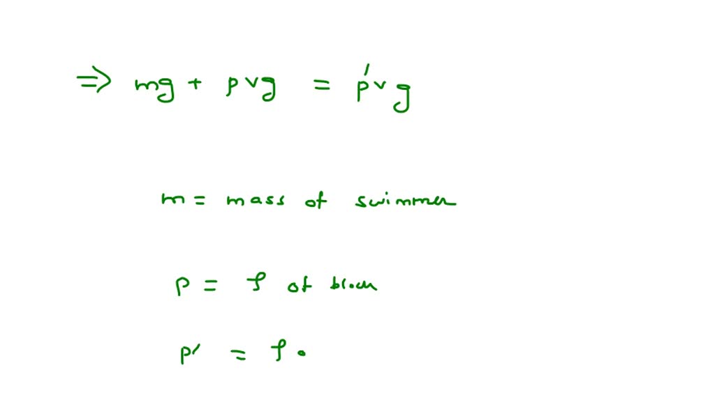 SOLVED A 55 kg swimmer climbs onto a Styrofoam block whose density is