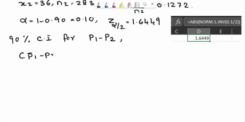 construct-a-confidence-interval-for-p1-p2-at-the-given-level-of-confidence-x1-32-n1-275x2-36-nz-283-90-confidence-the-researchers-are-j-confident-the-difference-between-the-two-population-pr-43538