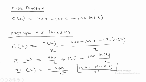 point-the-cost-of-producing-x-units-of-a-product-is-given-by-cx-400-120x-120-inx-x21-find-the-minimum-average-cost_-minimum-average-cost-74652