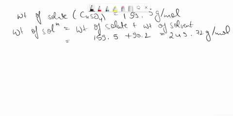 150-g-on-a-05m-150-ml-cuso4-solution-with-a-density-of-d1075-gml-the-solution-obtained-by-dissolving-025-mol-of-cuso45h2o-in-water-is-added-calculate-the-percentage-ww-of-the-final-solution-06622