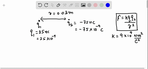 two-points-q1-25nc-and-q2-75nc-are-separated-charges-by-a-distance-of-30-cm-find-the-magnitude-of-the-electric-force-that-q1-exerts-on-q2-83607