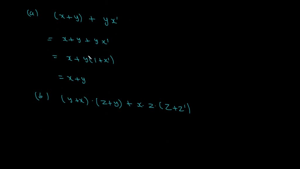 SOLVED: Proving Boolean Algebra Theorem Prove absorption X + X'Y = X + Y.