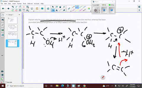 explain-why-the-acid-catalyzed-dehydration-of-an-alcohol-is-a-reversible-reaction-whereas-the-base-4-35004