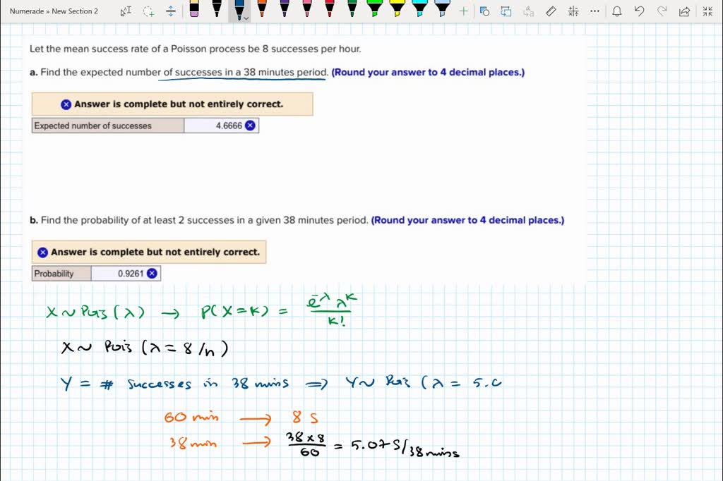SOLVED Let the mean success rate of a Poisson process be 8 successes
