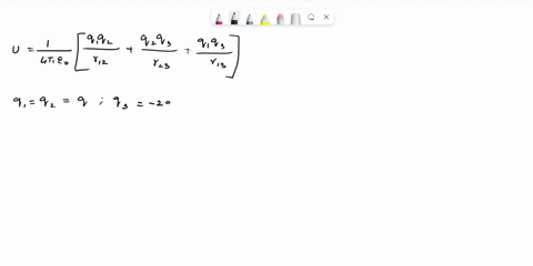 two-equal-charges-q-are-placed-at-a-distance-2a-and-a-third-charge-2q-is-placed-at-the-midpoint-the-potential-energy-of-the-system-is-a-9q28piepsilon0a-b-q28piepsilon0a-c-7q28piepsilon0a-d-6-55526
