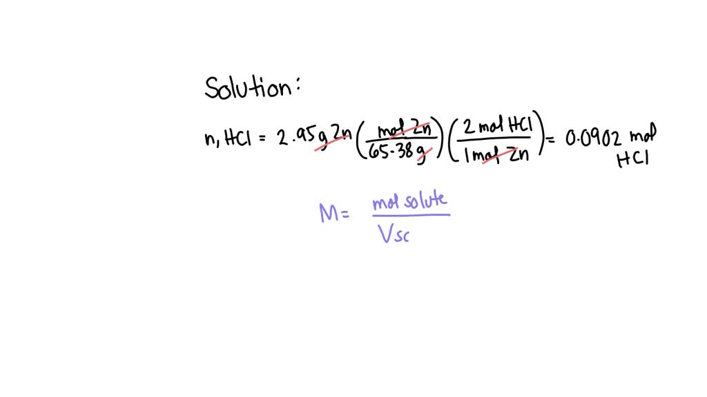 SOLVED Zinc reacts with hydrochloric acid according to the reaction