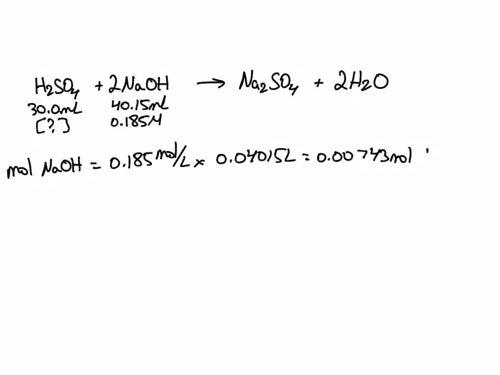SOLVED 30.0 mL of H2SO4 solution is titrated to the end point using 40