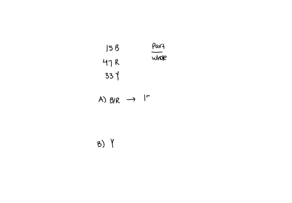 SOLVED There are 15 blue marbles, 47 red marbles, and 33 yellow