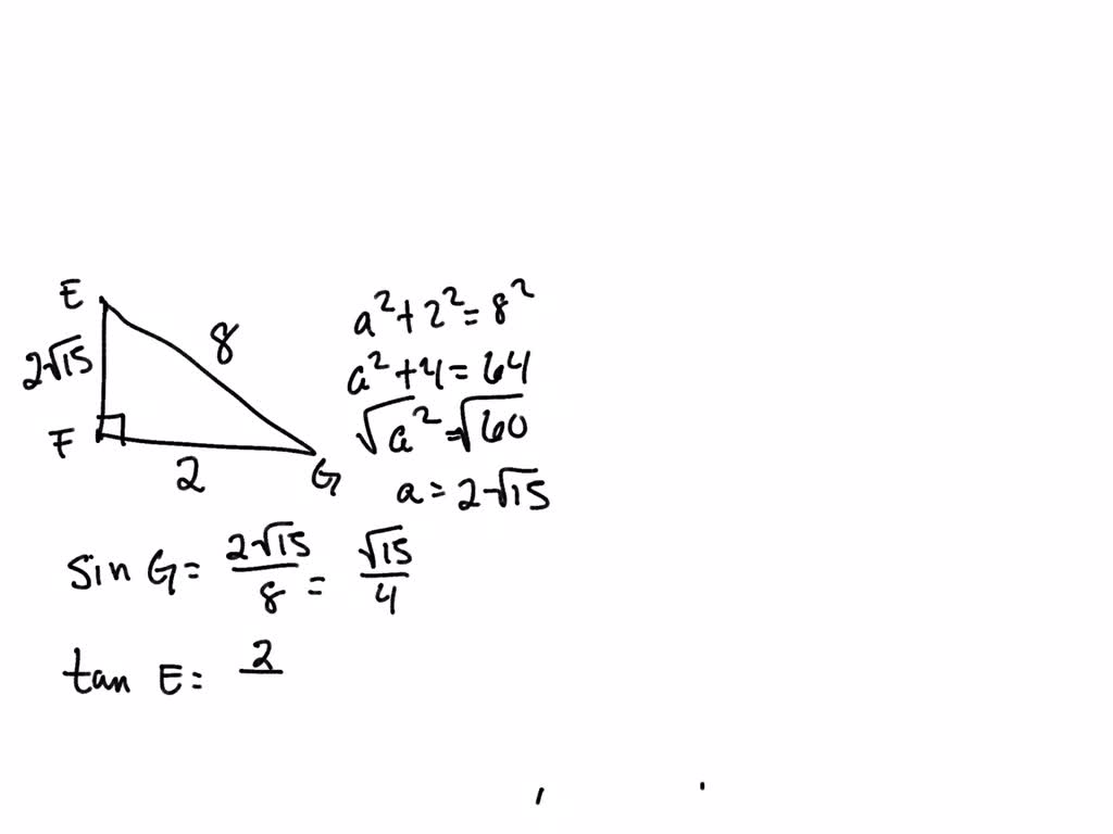 Solved Right 4 Efg Has Its Right Angle At F Eg 8and Fg 2 What Is The Value Of The 7939