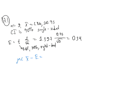 calculate-the-single-sided-upper-bounded-906-confidence-interval-for-the-population-mean-mu-given-that-sample-of-size-n9-ylelds-sample-mean-of-386-and-sample-standard-deviation-of-073-your-a-61965