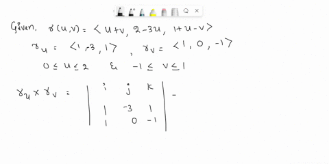 find-the-area-of-the-surface-for-the-part-ofthe-plane-with-vector-equation-as-ruv-uv2-3u1-u-that-is-given-by-0-u-2-1v-1-19375