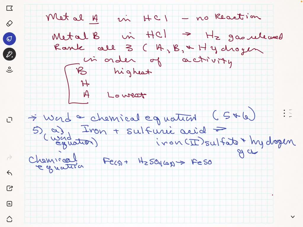 SOLVED: When Hypothetical Metal A Was Placed In Aqueous HCI Solution,no ...