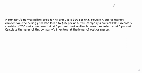 a-companys-normal-selling-price-for-its-product-is-20-per-unit-however-due-to-market-competition-the-selling-price-has-fallen-to-15-per-unit-this-companys-current-fifo-inventory-consists-of-04935