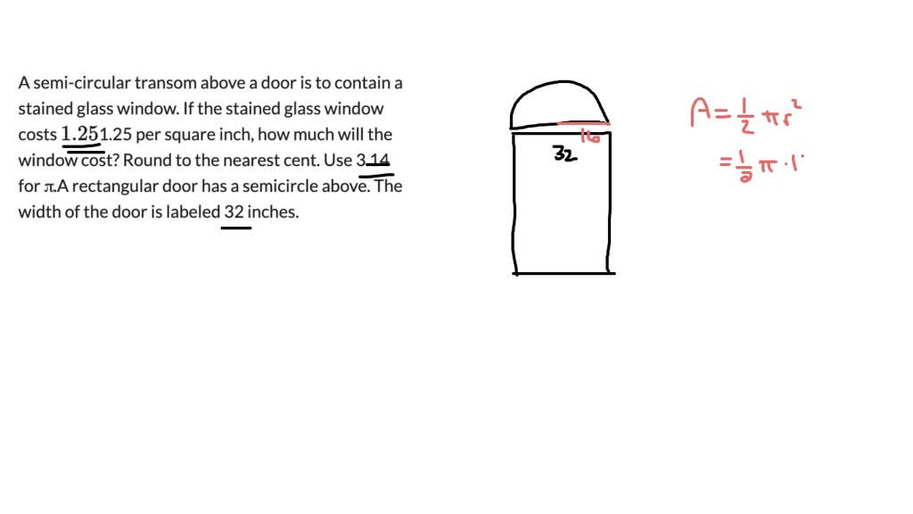 SOLVED A semicircular transom above a door is to contain a stained