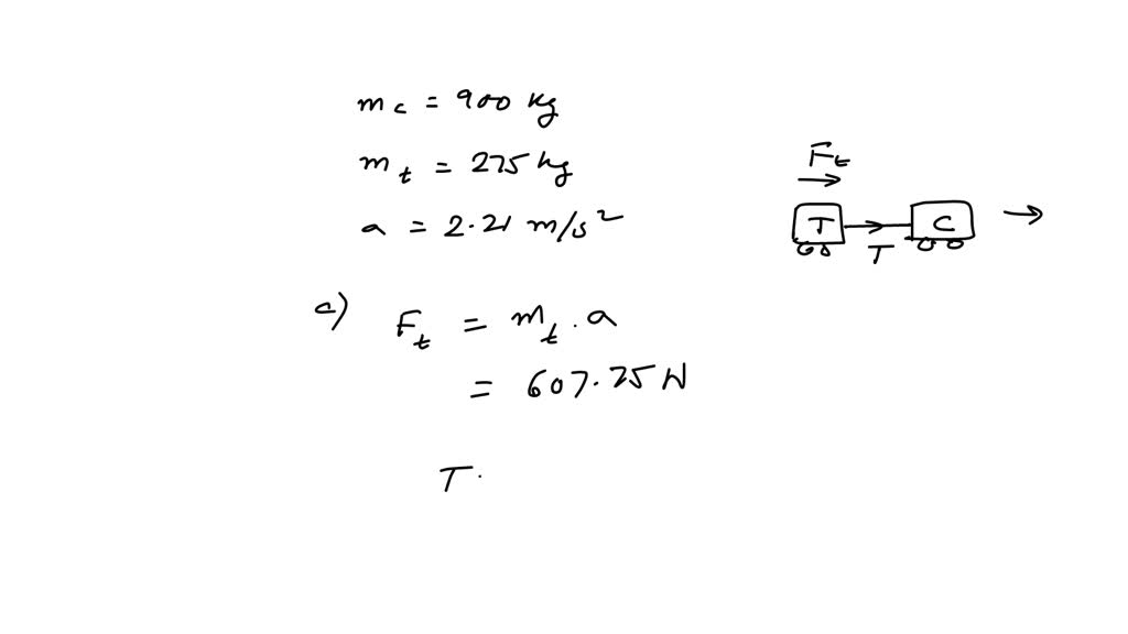 SOLVED A 900 kg car is pulling a 275 kg trailer. Together, the car and