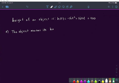 an-object-is-thrown-seconds-after-it-is-thrown-height-is-given-by-ht-16t2-160t-400-feet-the-object-reaches-its-highest-point-after-seconds-preview-the-object-maximum-height-is-feet-preview-86908