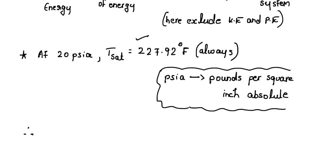 SOLVED Determine the internal energy of water at 20 psia and 400Â°F.