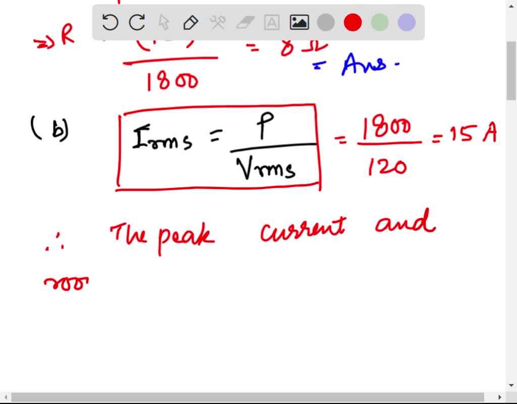 SOLVED Toaster oven is rated at 1800 W for operation at 120 V, 60 Hz