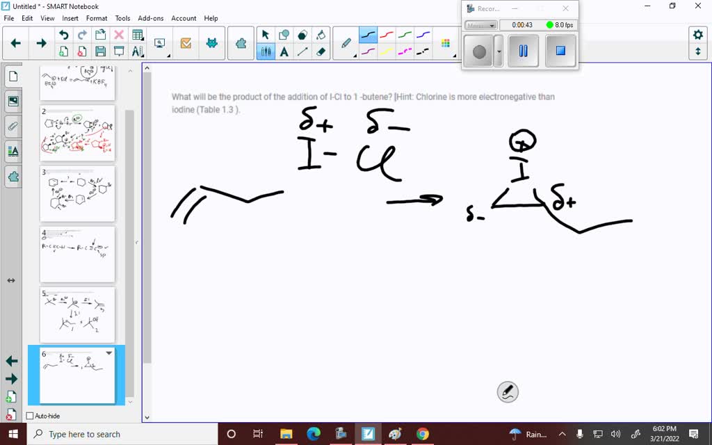 SOLVED What will be the product of the addition of ICl to 1 butene