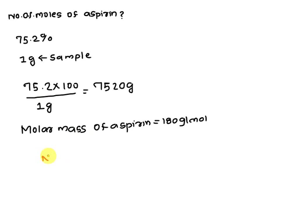 A one gram sample of aspirin contains 75.2by mass of C9H8O4.How many