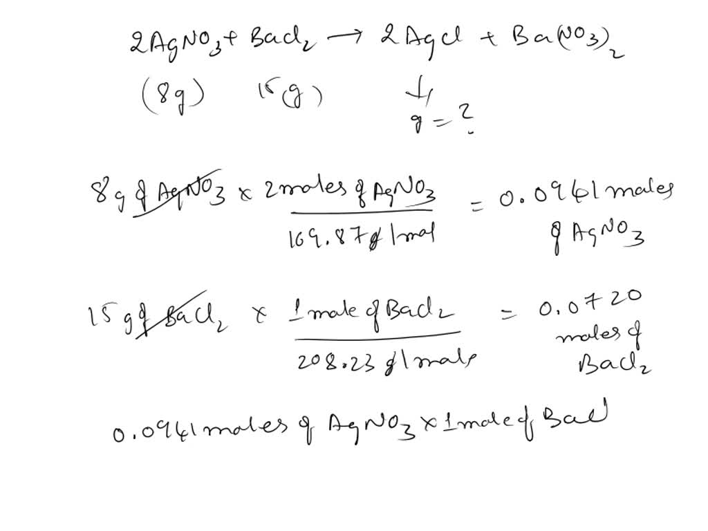 SOLVED: T the reaction of silver nitrate with sodlum chloride, how man ...