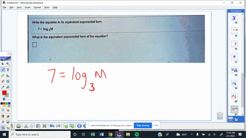 write-the-equation-in-its-equivalent-exponential-form-7-log3m-what-is-the-equlvalent-exponential-form-of-the-equation-00958