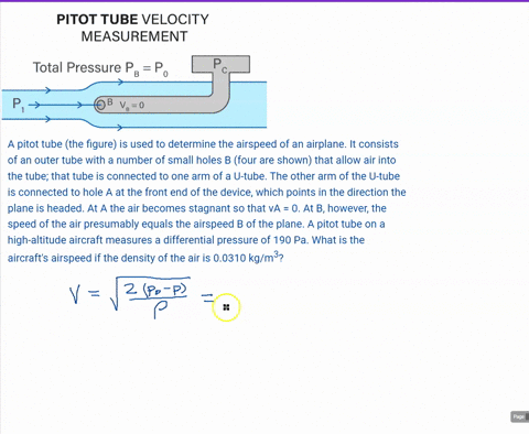 SOLVED:The pitot tube is commonly used to measure the air speed of an aircraft. Air flows into a small opening at the end of a tube that is closed at the other SOLVED:The pitot tube is commonly used to measure the air speed of an aircraft. Air flows into a small opening at the end of a tube that is closed at the other