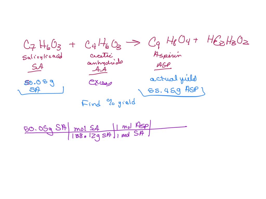 SOLVED Aspirin is prepared by reacting salicylic acid with excess