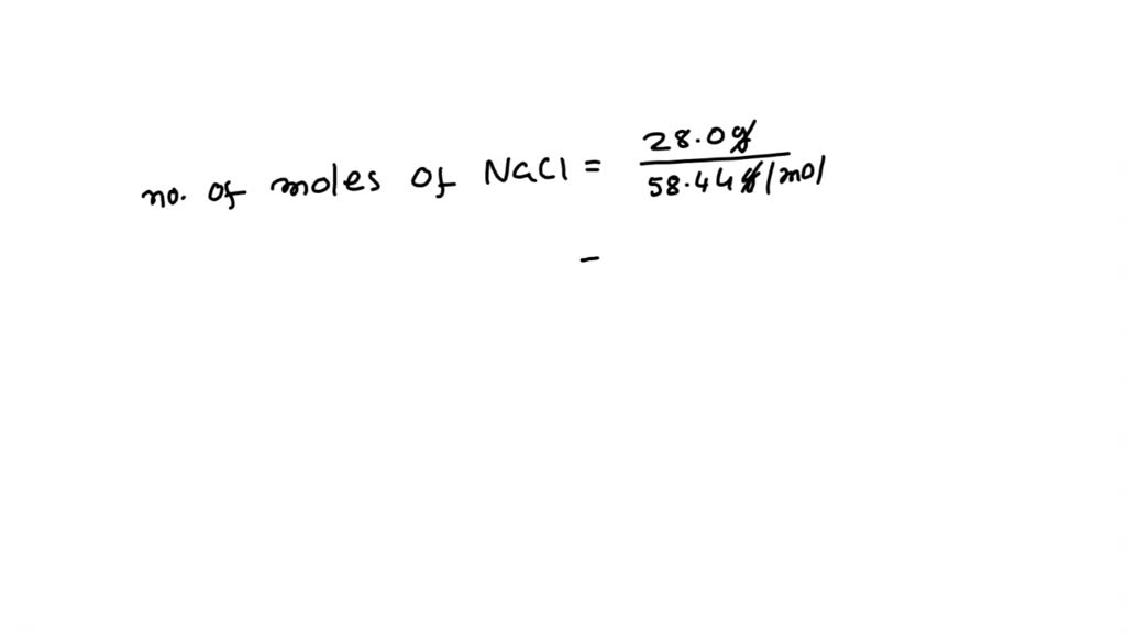 SOLVED: Sea water contains roughly 28.0 g of sodium chloride NaCl per
