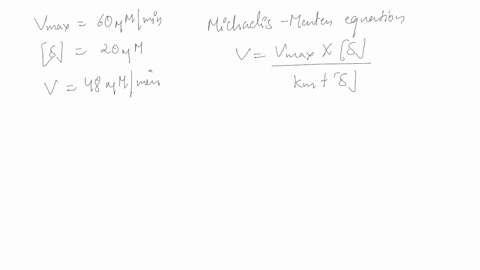 certain-enzyme-has-a-vmax-60-m-min-if-for-a-substrate-concentration-equal-to-200-m-the-reaction-rate-is-48-m-min-what-is-the-km-of-this-enzyme-a-25-m-b-1200-m-c-5-m-d-4-m-e-240-m-92096